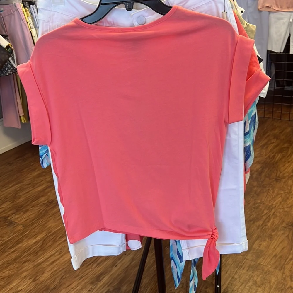 Charlie B Linen Dot Dolman Tie Top - Picture 3 of 3